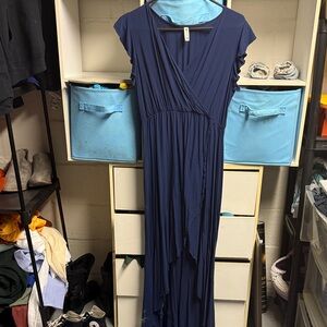 Elegant Navy Blue Wrap Dress